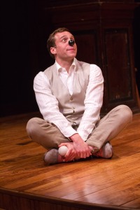 He not only plays one of the "two gents..." Zachary Fine also plays Crab the dog. Photo by Teresa Wood.