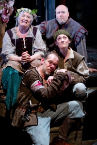 Mourning the death of Falstaff. Pictured: Catherine Flye, James Keegan, Katie deBuys, & Louis Butelli. Photo by Scott Suchman.